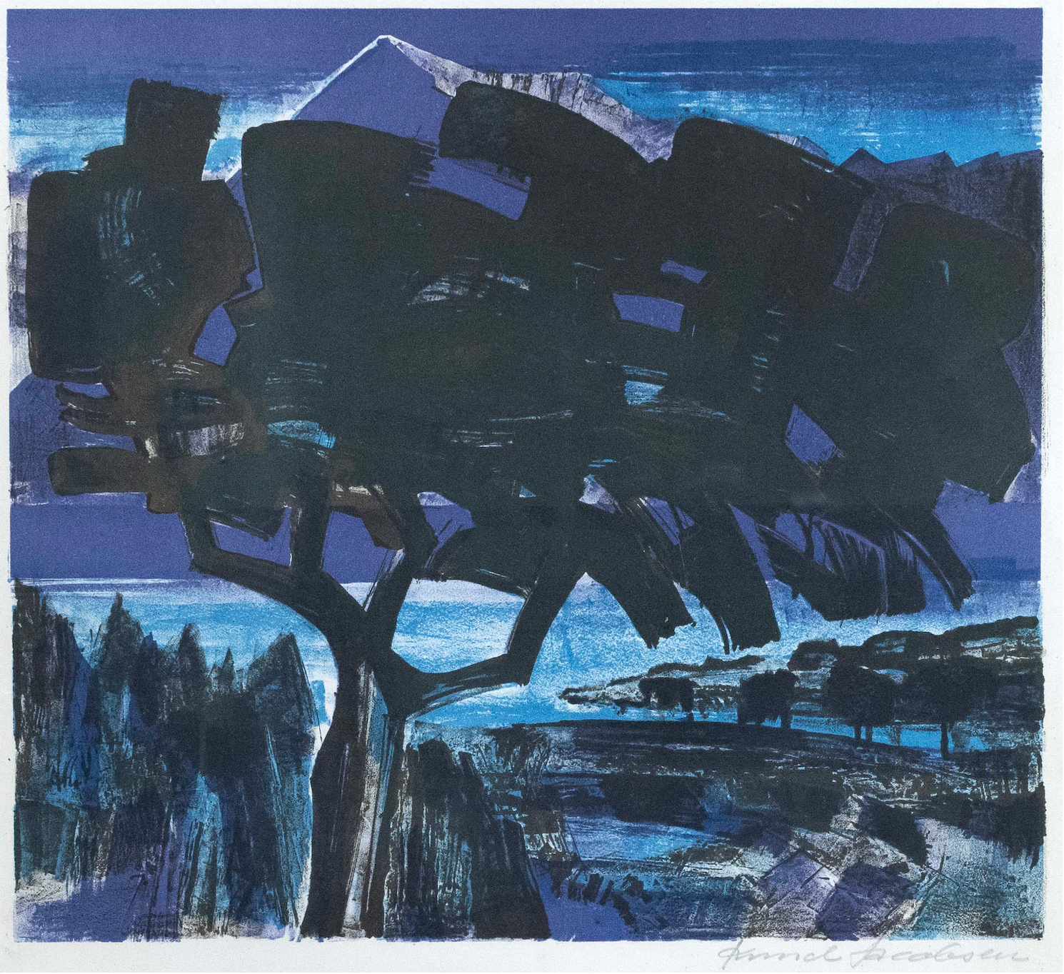 Jacobsen Knud, Blauer Baum mit Niesen, 1286