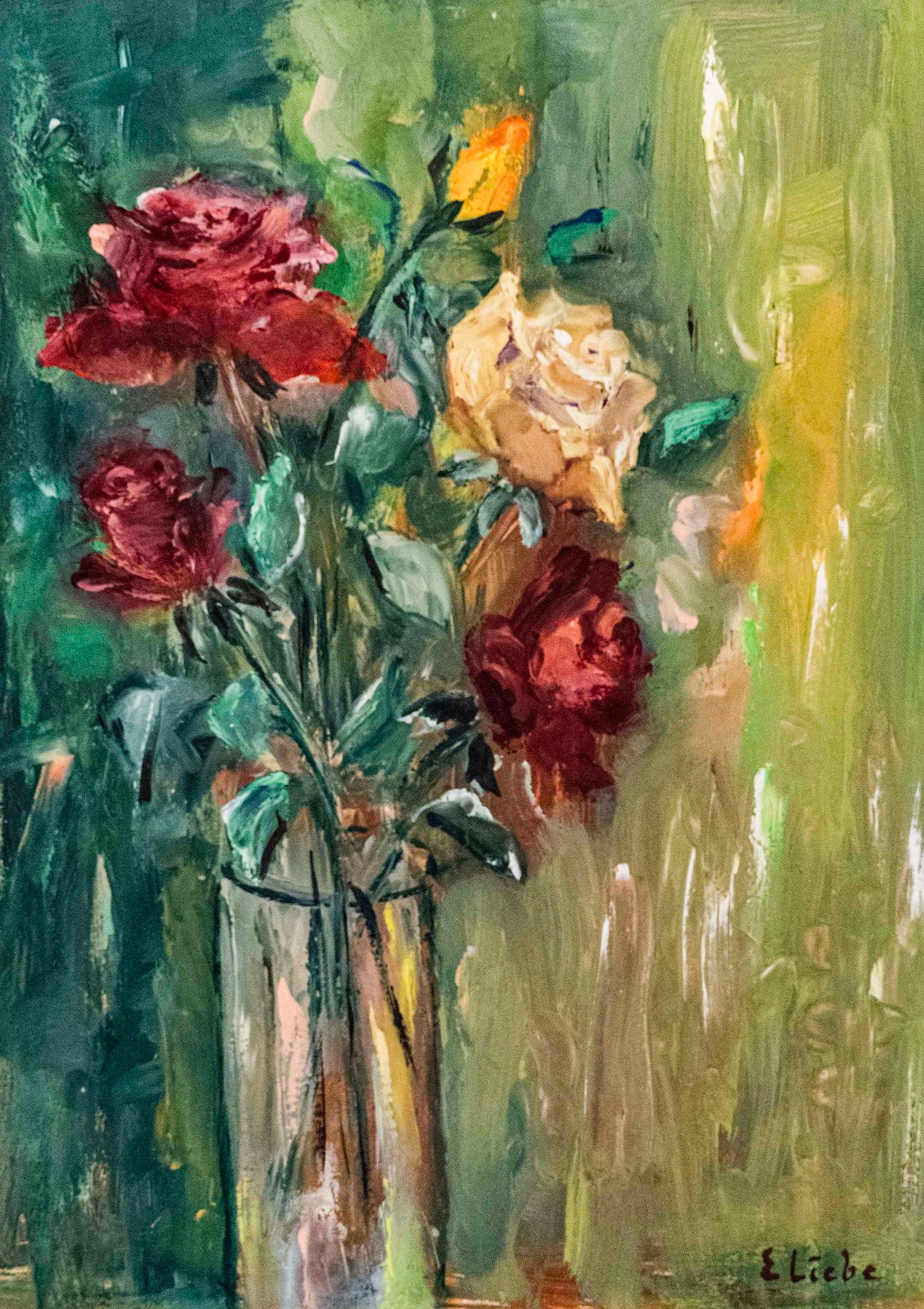 Liebe Emmy, Rosen in Vase, 1295